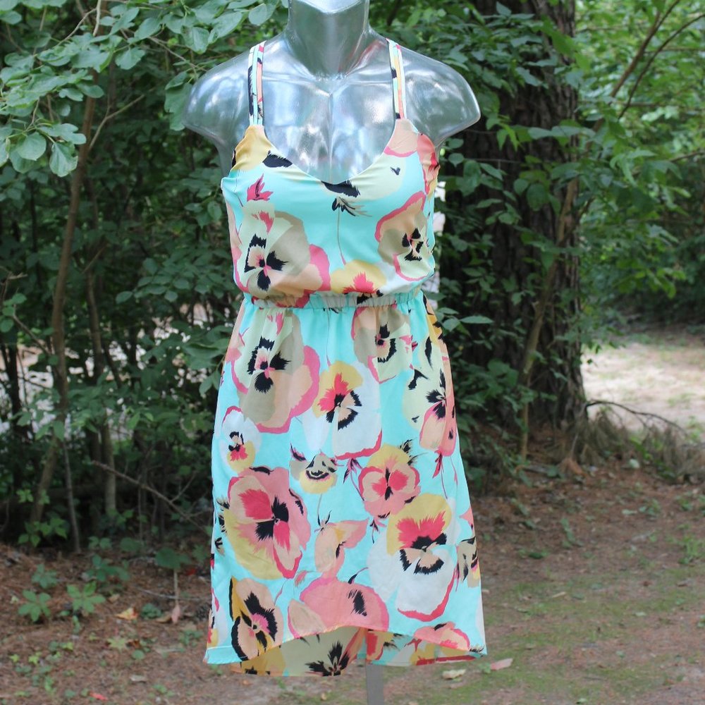 Charlotte Russe Women's Size S Floral Pattern High Low Spring Summer Dress EUC
